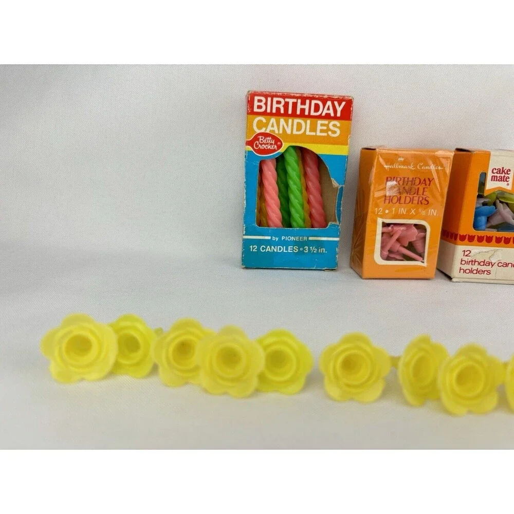 Lot Of 40 Vintage Candle Holders And‎ Candles - Cake Mate Hallmark Betty Crocker